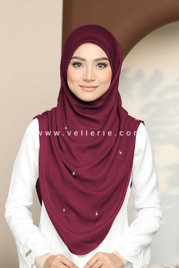 Tudung Sarung Instant Premium Chiffon Aileen Luxe - ALX20B Maroon with Scuba Awning - DEFECT  Tudung Sarung Instant Premium Chiffon Aileen Luxe - ALX20B Maroon with Scuba Awning - DEFECT